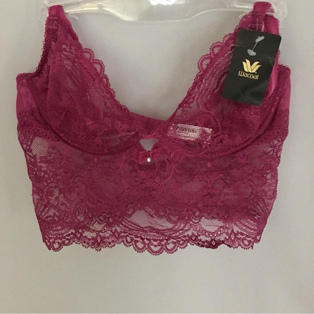 Wacoal Lace Bra Cherry Pink Sz M NWT